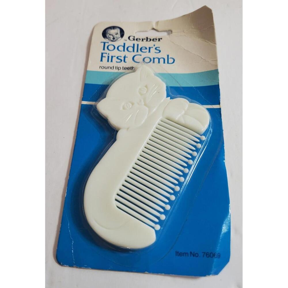 Vintage Gerber Toddler's First Comb Baby W/ Round Tip Teeth Kitty Cat Design NIP